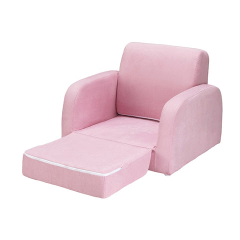 Keezi Kids Sofa 2 Seater Children Flip Open Couch Lounger Armchair Soft Pink KID-SOFA-SINGLE-PK