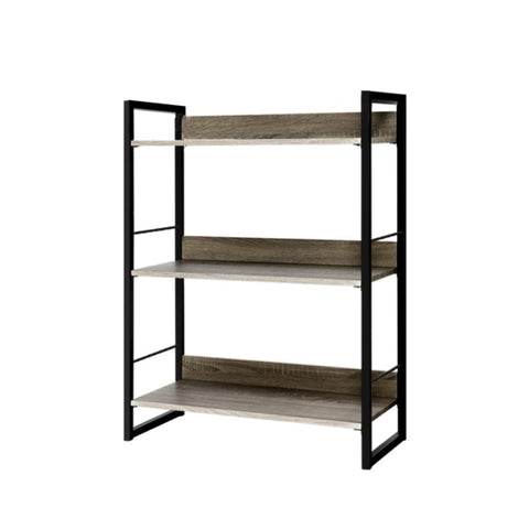 Artiss Bookshelf 3 Tiers - NOE Black and Oak MET-DESK-574A-3S-BK-OA