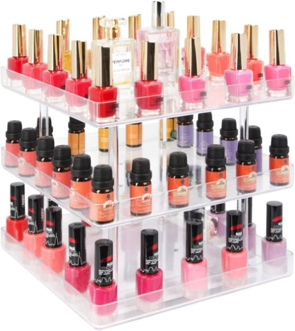 3 Tier 360 Rotating Display Rack Organizer Stand for Clear Nail Polish and Makeup Cosmetics with V178-15482