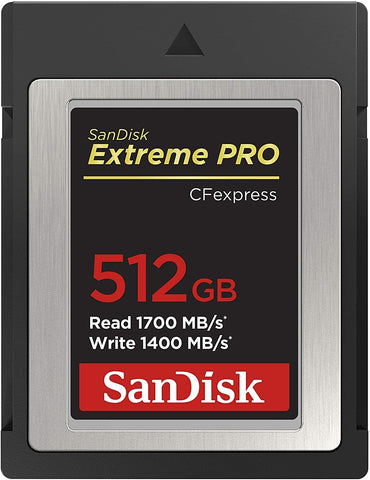 SanDisk 512GB Extreme PRO CFexpress Card Type B - SDCFE-512G-GN4NN READ 1700 MB/S WRITE 1400MB/S V28-FFCSAN512GCFEGN4NN