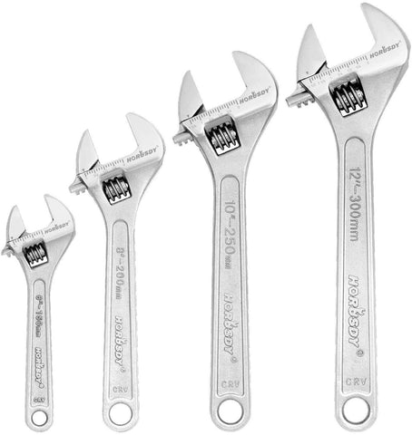 4Pc Adjustable Wrench Set Heavy Duty Shifter Spanner Wide Open Jaw 6"/8"/10"/12" V465-96046-AU-5