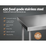 Cefito 610x610mm Stainless Steel Kitchen Bench 430 SSKB-430S-24