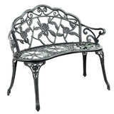 Gardeon Outdoor Garden Bench Seat 100cm Cast Aluminium Patio Chair Vintage Green GB-CALU-XG1002-GN