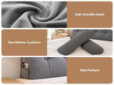 Artiss Headboard Pillow King Wedge Backrest Triangular with 2 Cushions Grey BED-HEAD-TRAR-K-GY