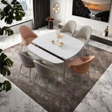 VELLUTO Dining Chairs Set Armchairs Mid Century Modern Kitchen Dining Room Chairs Faux Leather V255-VE-DICH-BROWN-201