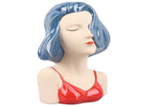 Girl Face Vase Modern Decorative Sculpture Ceramic Head Flower Vase for Living Room Bedroom Office V1294-YM0706-3115230067112