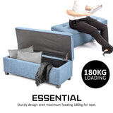 Storage Ottoman Stool 102cm Fabric LIGHT GREY BLUE V274-FT-GQ003-LGY