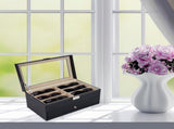 Leather 12 Piece Eyeglasses Storage and Sunglass Glasses Display Drawer Lockable Case V1366-AZ2-W-03461