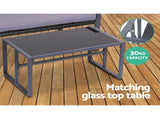 Gardeon 4 PCS Outdoor Sofa Set Rattan Furniture Glass Top Table Chairs Black ODF-4PCS-BST03-BK-AB
