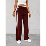 Women'S Track Pants Loose Straight Leg Jogging Sweatpants Warm-Up Sports Deep Red M V1192-AZ-W-20733