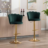 SERENIT Swivel Bar Stools Bar Height Set of 2 Adjustable Upholstered Counter Barstool Velvet Bar V255-SP2311-EGREEN