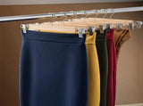 10 Pack Wooden Skirt Hangers with Adjustable Clips Non-Slip Trouser Hanger Natural Finish Lotus Wood V1370-AZ4-07809