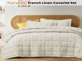 Vintage Design Homewares Natural French Linen Coverlet Set King V442-HIN-COVERLETS-FRENCHLINEN-NATURAL-KI