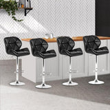 Artiss 4x Bar Stools Gas Lift Padded Leather Black BA-K-717A-BKX4