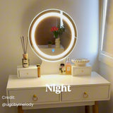 Dressing Vanity Table Stool Set with Make-up LED Lighted Mirror-White V264-TAB-708C-WHE-NA-1