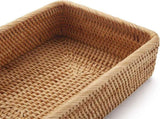 Set of 3 Rattan Storage Baskets, Stackable Woven Wicker Organizer Box for Kitchen Cupboard Shelf, V1237-ZY00B089K29BKG