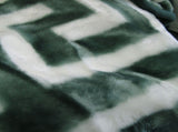 Bloomington 800GSM Greek Key Green Winter Premium Quality 1 Ply Mink Blanket King V442-IDC-BLANKET-800GSMGREEKKEY-GREEN-KI