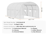 Walk-in Tunnel Greenhouse 9.58x6.43x6.23ft Galvanized Frame PE Cover White V952-SDXWS10X7X7F4BYNQV0