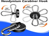 Strong Magnetic Hooks, 70LBS Hooks Heavy Duty Neodymium Magnets with Carabiner Hook, Magnet Swivel V1259-DP01-A-4368
