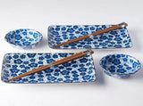 Sushi Set for Two with Chopsticks Black Blue Plum Design V637-RW0007