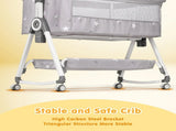 3-in-1 Grey Baby Bassinet Bedside Crib with Adjustable Height, Mosquito Net & Storage Basket V178-59241
