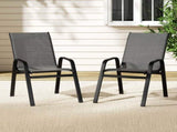 Gardeon 2PC Outdoor Dining Chairs Stackable Lounge Chair Patio Furniture Grey FF-B-STA-CHAIR-GE-X2