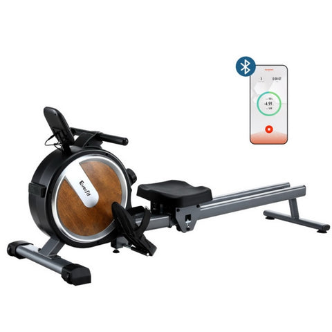 Everfit 16 Level Magnetic Rowing Machine for Home with App Connect Walnut ROWING-C-MAG-16L-DT-WD