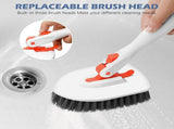 3-in-1 Tile and Tub Scrubber with Long Handle and 3 Detachable Replacement Brush Heads, Adjustable V1189-LC-AMZ-00162