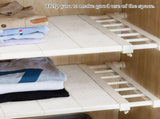 Upgraded Adjustable Storage Rack Space Saving Compartment Collecting Shelf White 53-90cm V1294-YM0727-JY14516-04