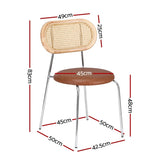 Artiss 4x Dining Chairs PU Leather Rattan Kitchen Lounge Cafe Accent Chair Brown DINC-B-S06-BRX4