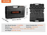 3/8" Drive Impact Socket Set, 90 Piece Socket Set SAE 1/4"-3/4" and Metric 6-19mm, 6 Point Cr-Mo V952-CJ38SAECRMO90NGRCV0