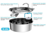 304 Stainless Steel 3.2L Pet Water Fountain with Triple Filtration, Ultra-Quiet Pump, and V1341-ZY-6K3URG8R-C2