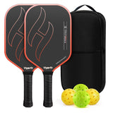 T700 Carbon Fibre Textured Pickleball Set - 2 Black & Orange Lightweight Pro Paddles with 4 Balls V888-ELOSUNG55465-3