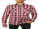 Mens 100% Cotton Flannelette Shirt Long Sleeve Check Authentic Flannel - Red/Navy - 4XL V563-FS-FP22-49-4XL