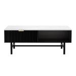 Artiss Coffee Table Drawer Storage Shelf Black FUR-S-COF07-WHBK