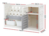 Keezi Kids Bookshelf and Toy Organizer with 3-Tier Bookshelvs, 2 Removable Bins and 2 KPS-BOOK3T-MUL-BG