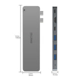 INTACT 9820T 8-in-1 Dual USB-C Adapter for MacBook/Pro HDMI/ Thunderbolt3/USB3.0*3/TypeC/SD/TF V28-ELEINT9820T