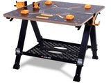 BAUMR-AG Portable Multifunction Workbench, 2-in-1 Worktable and Sawhorse, Height Adjustable, V219-TOLWKBBM85MA
