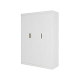 3 Door White Wardrobe Gold Handles, Hanging Rail & Shelves V63-953081