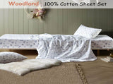 Happy Kids Woodland White Cotton Sheet Set Double V442-HIN-SHEETS-WOODLAND-WHITE-DS