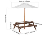 Picnic Table Wooden Tables and Bench Set Umbrella Garden Indoor Outdoor V952-2DFZ29FTKZDMPDRJRV0