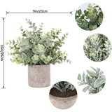 Mini Potted Fake Plants Artificial Plastic Eucalyptus Plants Topiaries for Home Office Desk V1366-AZ2-W-08628