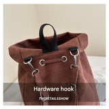 Brown Suede Drawstring Backpack - Lightweight Convertible with Top Handle - Casual Daypack for Women V888-ELOSUNG56322-2