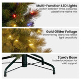 Christabelle 7.5ft Christmas Tree Slim Glittery Gold Pine LED Lights Xmas Decor 112_SENGG75S