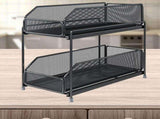 Pull Out Cabinet Organizer 2 Tier Carbon Steel Mesh Large Capacity Easy Maintenance Sliding Basket V1294-YM0706-3118230202312