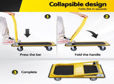 Giantz Platform Trolley Hand Truck Folding Platform Cart 150kg Load Yellow PT-150-OB