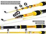 Black Complete Telescopic Fishing and Reel Kit for Beginners - 1.5M Portable 4 Section Spinning V888-ELOSUNG55756