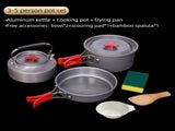 Portable Camping Cookware Set for 3-5 People Aluminum Kettle Pot Frying Pan Mess Kit with Folding V888-ELOSUNG40916