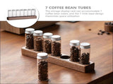 Worgeous Coffee Bean Tube Dispenser with Wood Rack for Home Use Clear Glass Bottles and Sealed V1189-LWWAL-20260327-03497