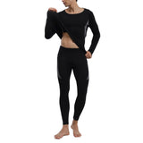 Men Thermal Underwear Seamless Absorbent Breathable Men Base Layer Set for Cold Weather Black XL V1294-YM0901-3117240268214